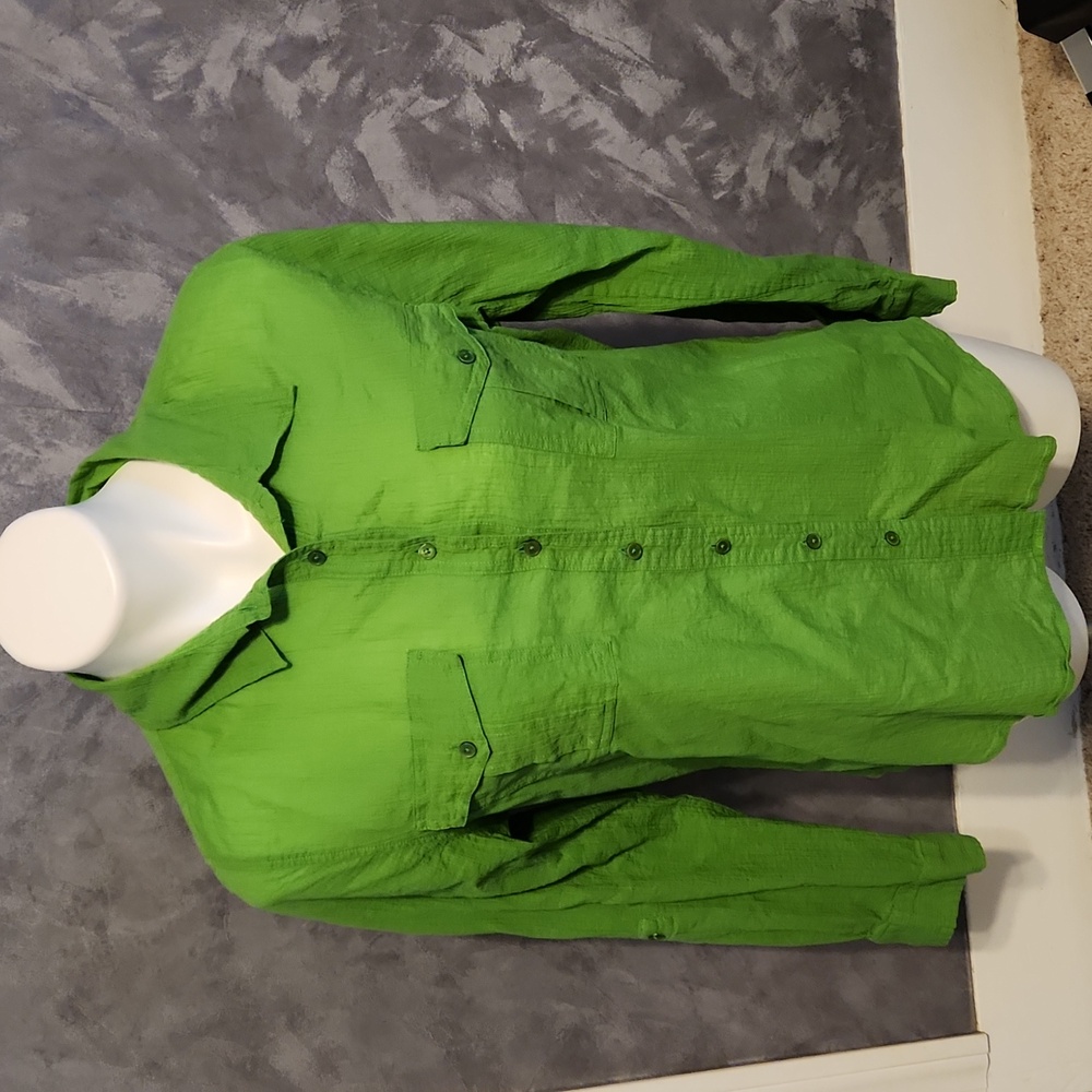 Talbots Vintage Style Cotton Button Down Apple Green NWOT Size 14